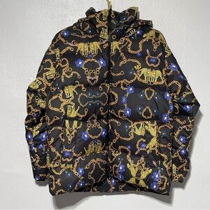 New Adidas GD2502 OS Her Studio Down Puffer Chains Leopard Floral Women’s Sz S